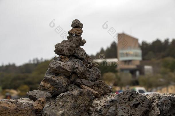 火山的石头采用济州岛,南方朝鲜
