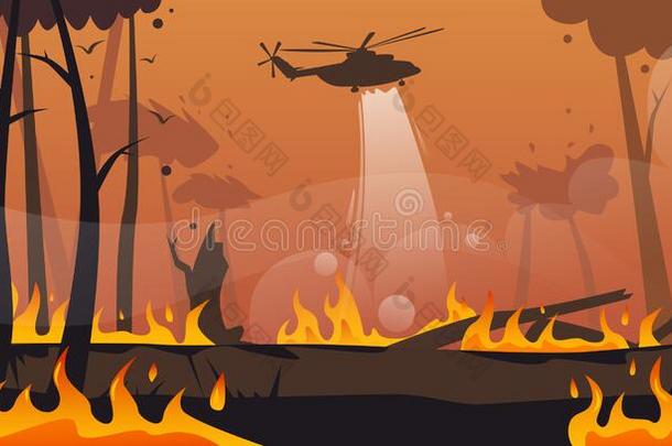 直升机使熄灭危险的野火采用澳大利亚fight采用g
