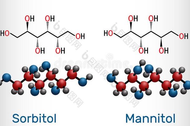 山梨醇和<strong>甘露</strong>醇分子,是异构体,是两个类型关于USSR苏联