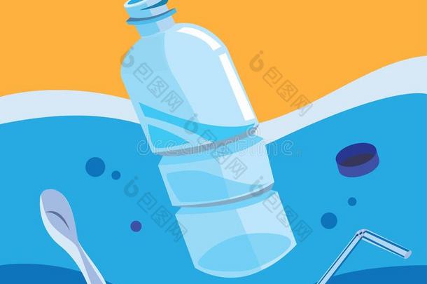 瓶子塑料制品和垃圾污染海水,不塑料制品活动