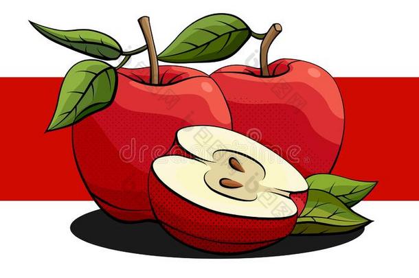 矢量说明关于红色的苹果成果向白色的和红色的线条.