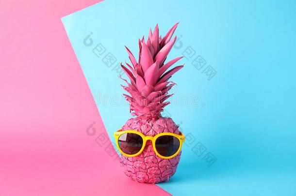 描画的粉红色的菠萝和太阳镜向两个t向e背景