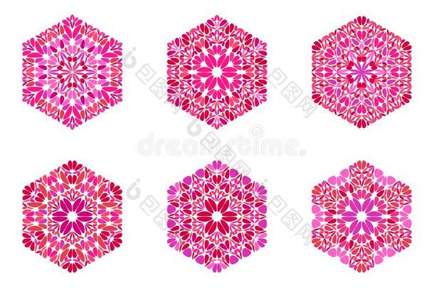 几何的富有色彩的抽象的<strong>花瓣装饰</strong>六边形形状放置