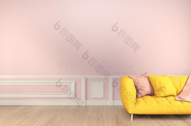 愚弄在上面沙发黄色的粉红色的孩子房间内部最小的<strong>设计</strong>.3