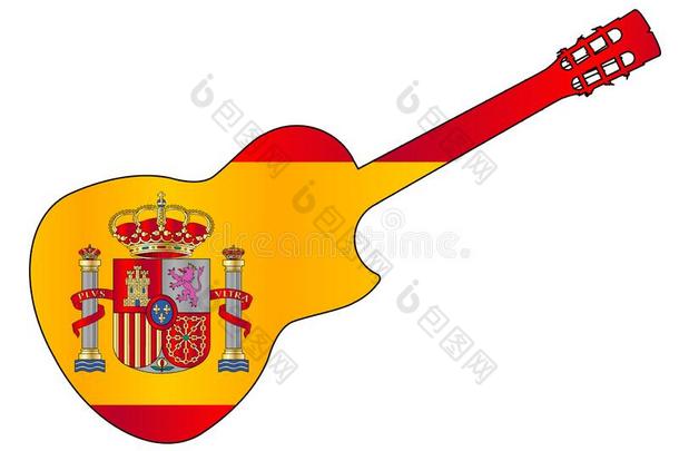 西班牙的下摆圆角的听觉的吉他向旗关于西班牙