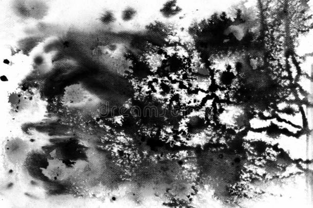 黑的墨水抽象的水彩液体流影响手绘画图解