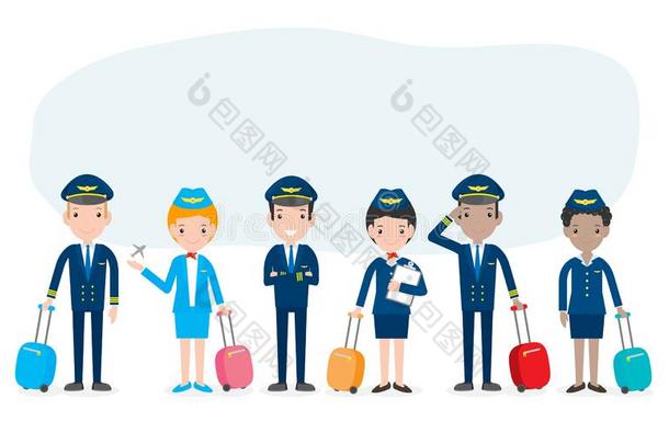 飞行员和女服务员.放置关于关于ficers和飞行服务人员炖