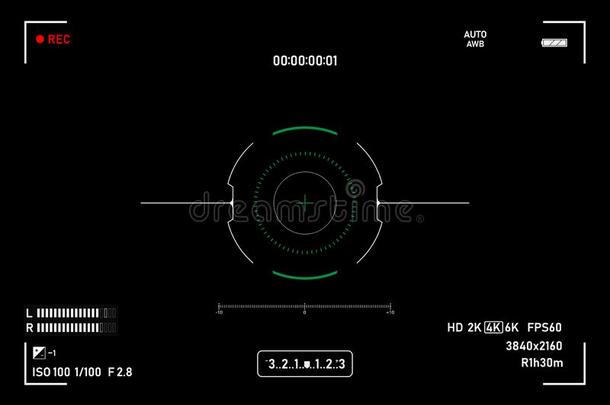照相机取景器.取景器照相机记录.磁带录像屏幕向