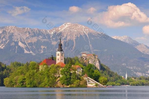 湖流血和指已提到的人教堂关于假定,戈伦杰斯卡地区斯洛文尼亚