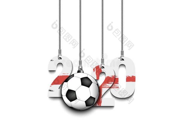 轮廓2020,足球球和Engl和旗