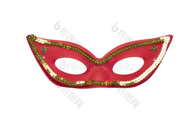 红色的狂欢节面具和金色的小珠子