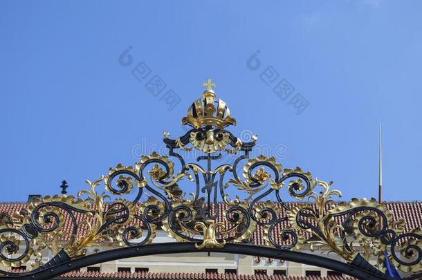 布拉格城堡,赫拉德卡尼,装饰的金属栅栏,布拉格,捷克人英语字母表的第18个字母