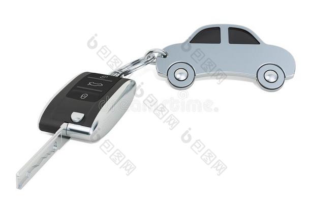 汽车钥匙和汽车形状金属钥匙chain.3英语字母表中的第四个字母翻译