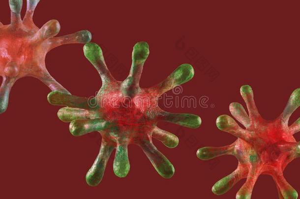 影像关于冠状病毒向红色的背景
