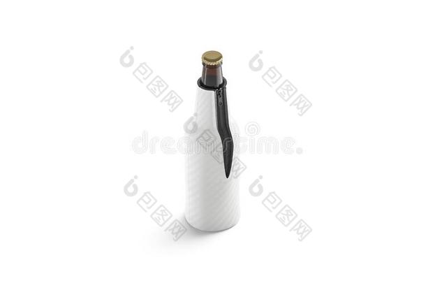 空白的白色的可折叠的啤酒瓶子古齐假雷达,隔离的