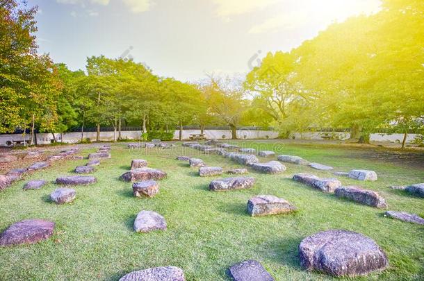 地基石头关于天书库或中世纪城堡的主楼采用K或akuen花园采用