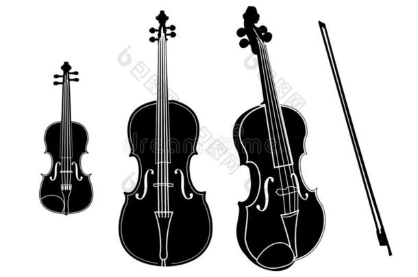 矢量大提琴和小提琴隔离的向白色的