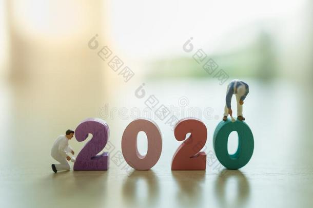 2020新的年,商业和计划观念.关在上面关于gro在上面