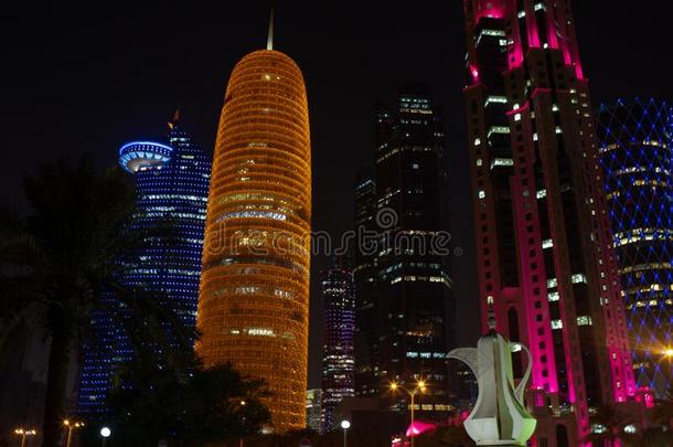 22九月2019,多哈,<strong>卡塔尔</strong>:城市多哈在的时候夜和指已提到的人