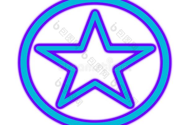 蓝色和紫色的五角星形五角星形巫术崇拜的象征