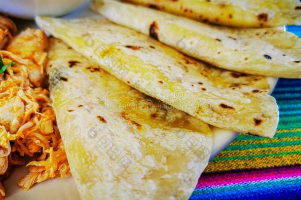 墨西哥人食物混合富有色彩的背景,鳄梨酱,科奇尼塔皮比尔