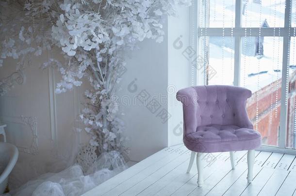 紫色的椅子,<strong>铺满</strong>沙的织物.光内部,窗向指已提到的人地面