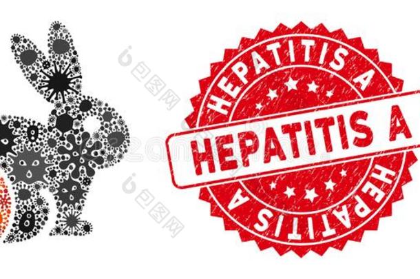 流行病拼贴画兔子毒素偶像和悲痛圆形的肝炎