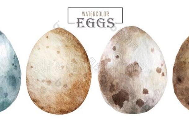 现实的卵模式向白色的背景,手疲惫的水彩画