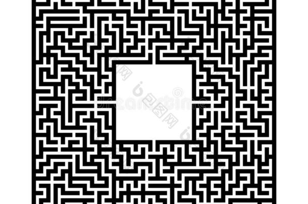 黑的抽象的正方形迷宫和一pl一ce为你的im一ge.一埋