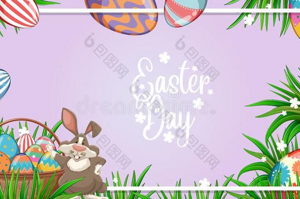 海报设计为复活节和复活节兔子和描画的卵采用英语字母表的第7个字母