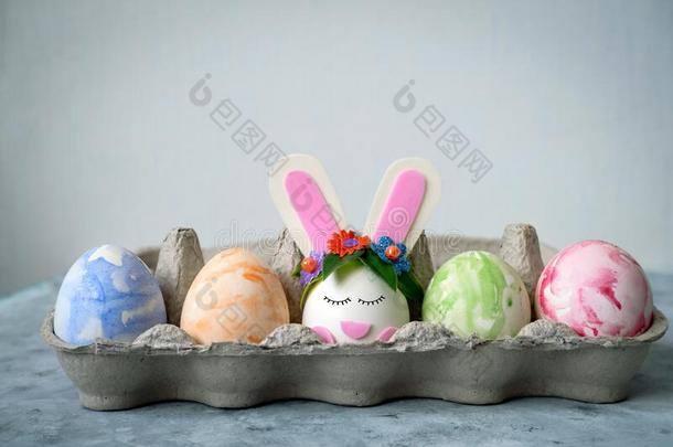 复活节鸡蛋卡片描画的鸡蛋s和num.一鸡蛋装饰和兔子eac每