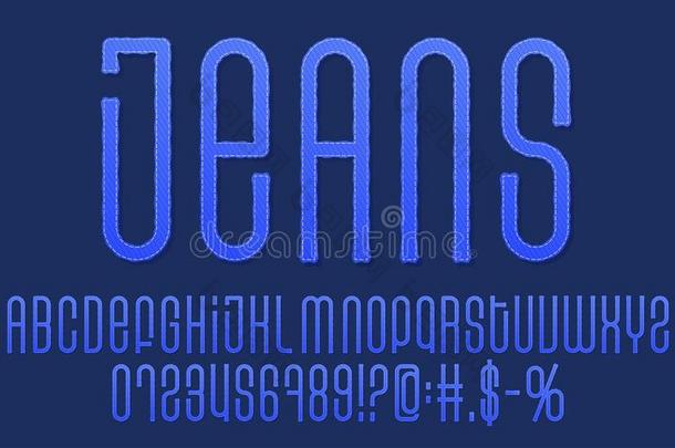 织地<strong>粗</strong>糙的酿酒的矢量字<strong>体</strong>.斜纹<strong>粗</strong>棉布标签字<strong>体</strong>.牛仔裤阿尔法