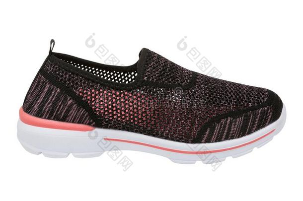 黑的和粉红色的夏步行鞋子,网孔织物,有关运动的鞋子,