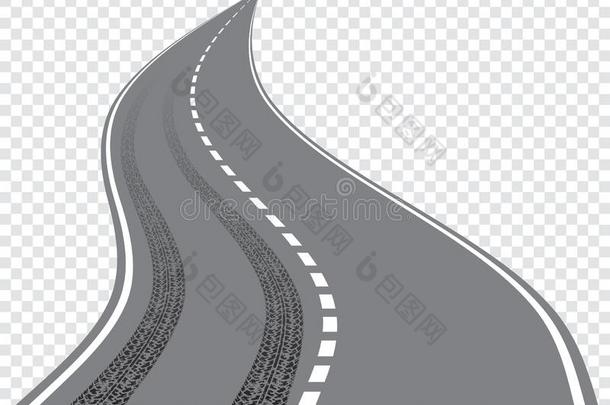 矢量弯曲的路和踪迹关于使疲惫小路隔离的向反式