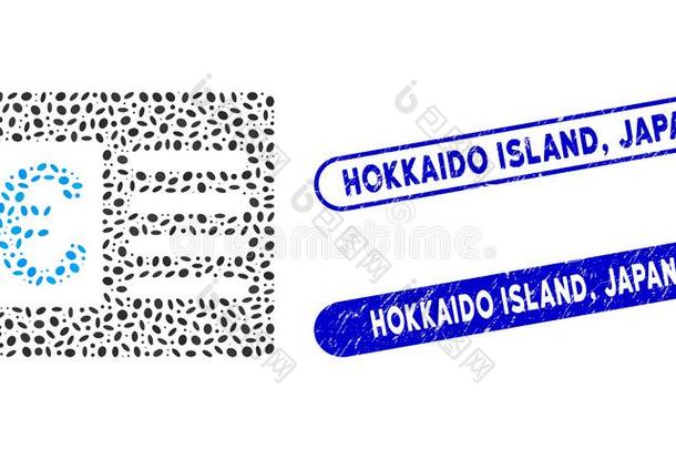 椭圆形的拼贴画欧元银行账和蹩脚货北海道岛,涂漆