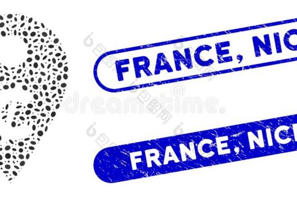 椭圆拼贴画分地图标识和织地粗糙的法国,美好的海豹