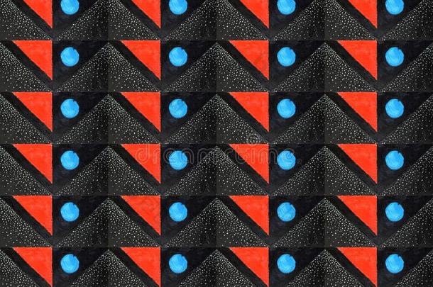 几何学的黑的和红色的和天蓝色无缝的模式使关于一
