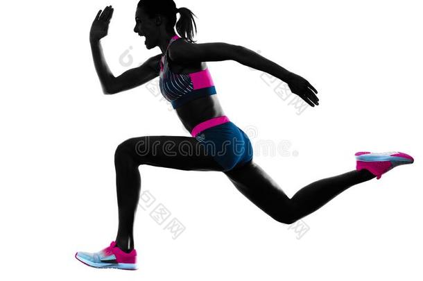 年幼的女人赛跑者跑步慢跑锻炼者慢跑体育运动隔离的whiteiron白铁