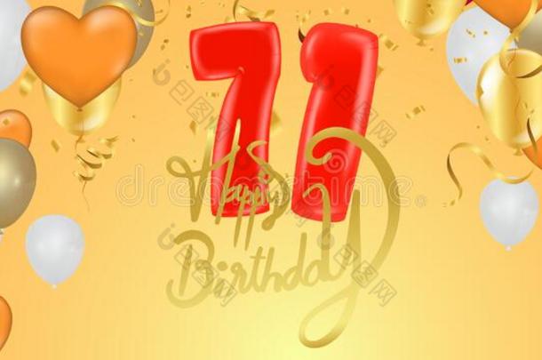 生日71Thail和泰国庆祝气球和五彩纸屑闪烁色夫