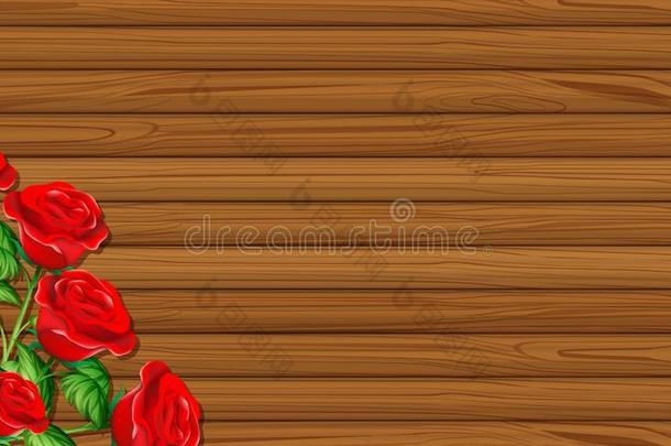 情人主题和木制的板和红色的玫瑰