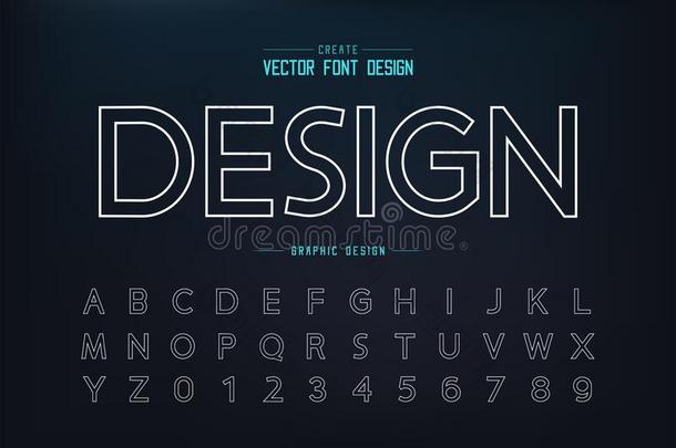 线条字体和字母表矢量,设计字体和数字,图表