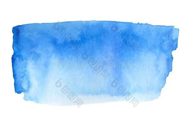抽象的水彩蓝色手疲惫的织地粗糙的弄脏,隔离的向