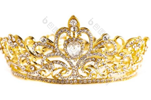 金色的王冠隔离的向一白色的B一ckground