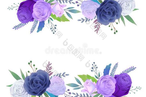 紫色的和白色的玫瑰<strong>花水</strong>彩说明
