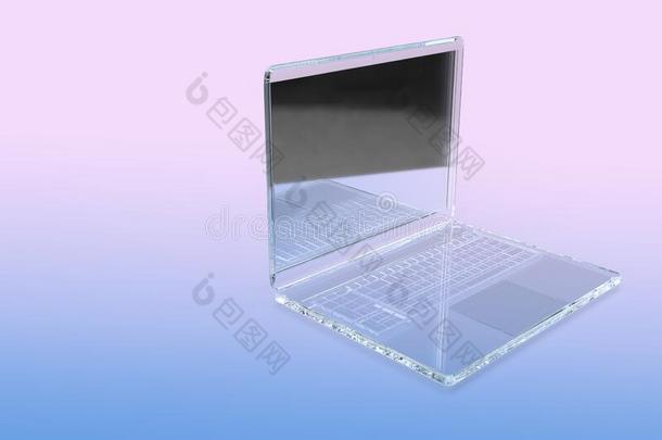 一透明的玻璃身体便携式电脑采用富有色彩的梯度背景