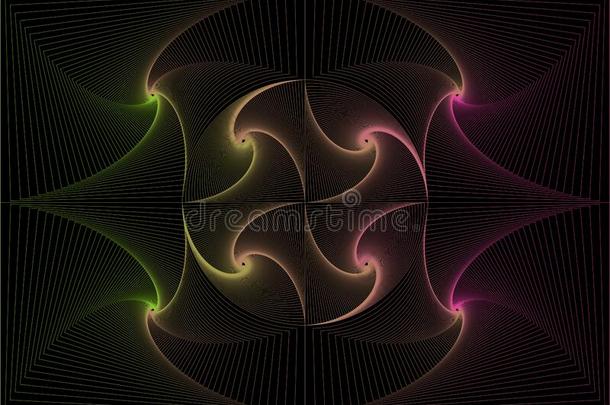抽象的背景几何学的形状螺旋艺术光绿色的耶洛