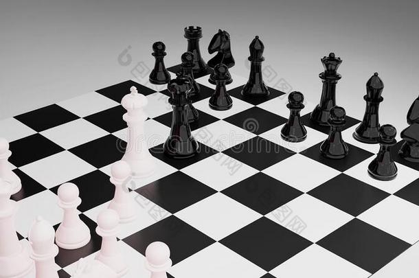 棋盘和棋一件,白色的和黑的,3英语字母表中的第四个字母致使