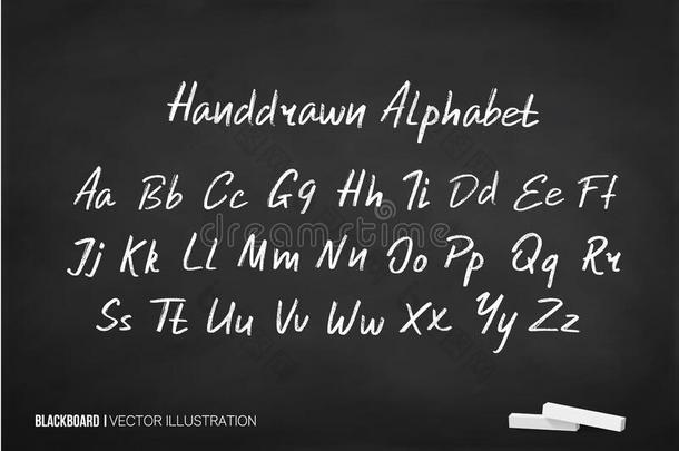 英语字母表信拉丁文向粉笔黑板.Illustrati向