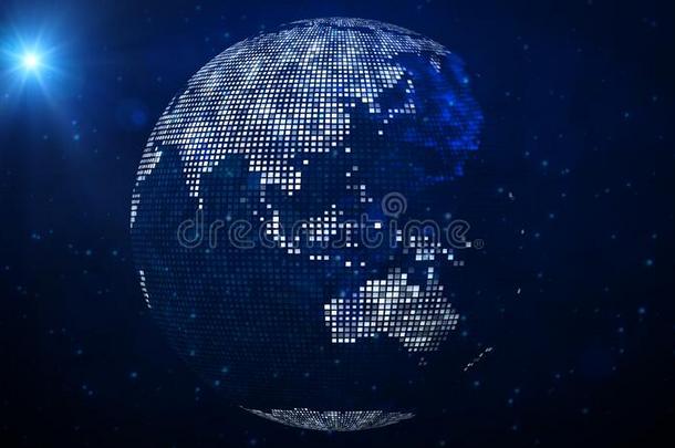 正方形发光有点的球地球世界地图关于澳大利亚nScientificIndustryAssociation澳大利亚科学工业协会和澳大