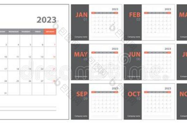 <strong>2023日历</strong>计划.英语计划者.Ð¡奥乐牌手表矢量样板.